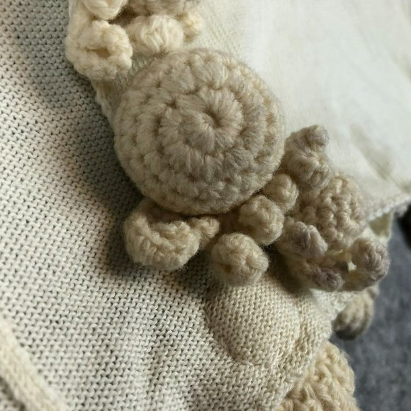 Anthropologie Moth Sweater S M Shawl Shrug Bolero Crochet Pom Trim Cropped Cape - Picture 2 of 10